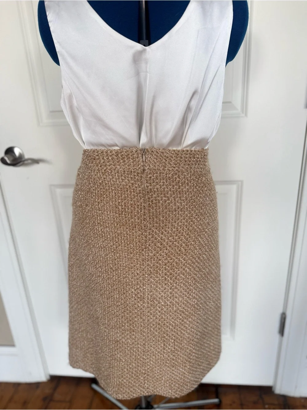 Barneys New York Beige Boucle Tweed Skirt